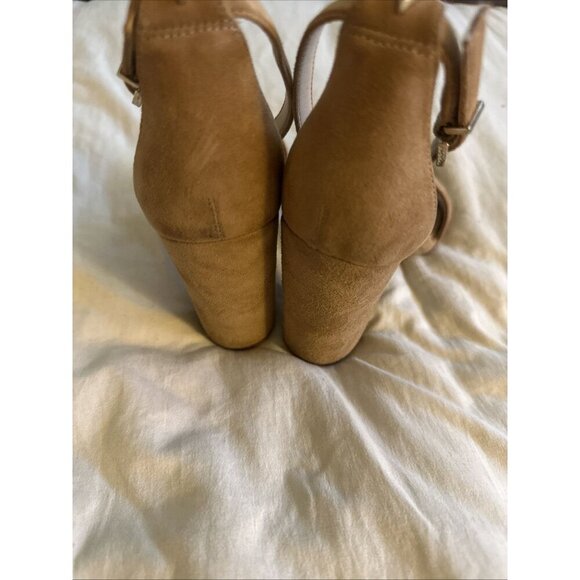 Sam Edelman Yaro Womens 6 M 36 Nude Beige Suede Ankle Strap Heeled Sandals Shoes - Picture 5 of 7